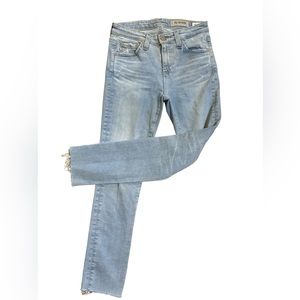AG Jeans, Ag-Ed Denim Jeans, Cigarette Crop, Distressed, Raw Hem  Sz 25 R